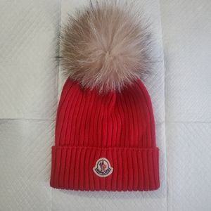 Moncler Wool Beanie with Pom Pom.